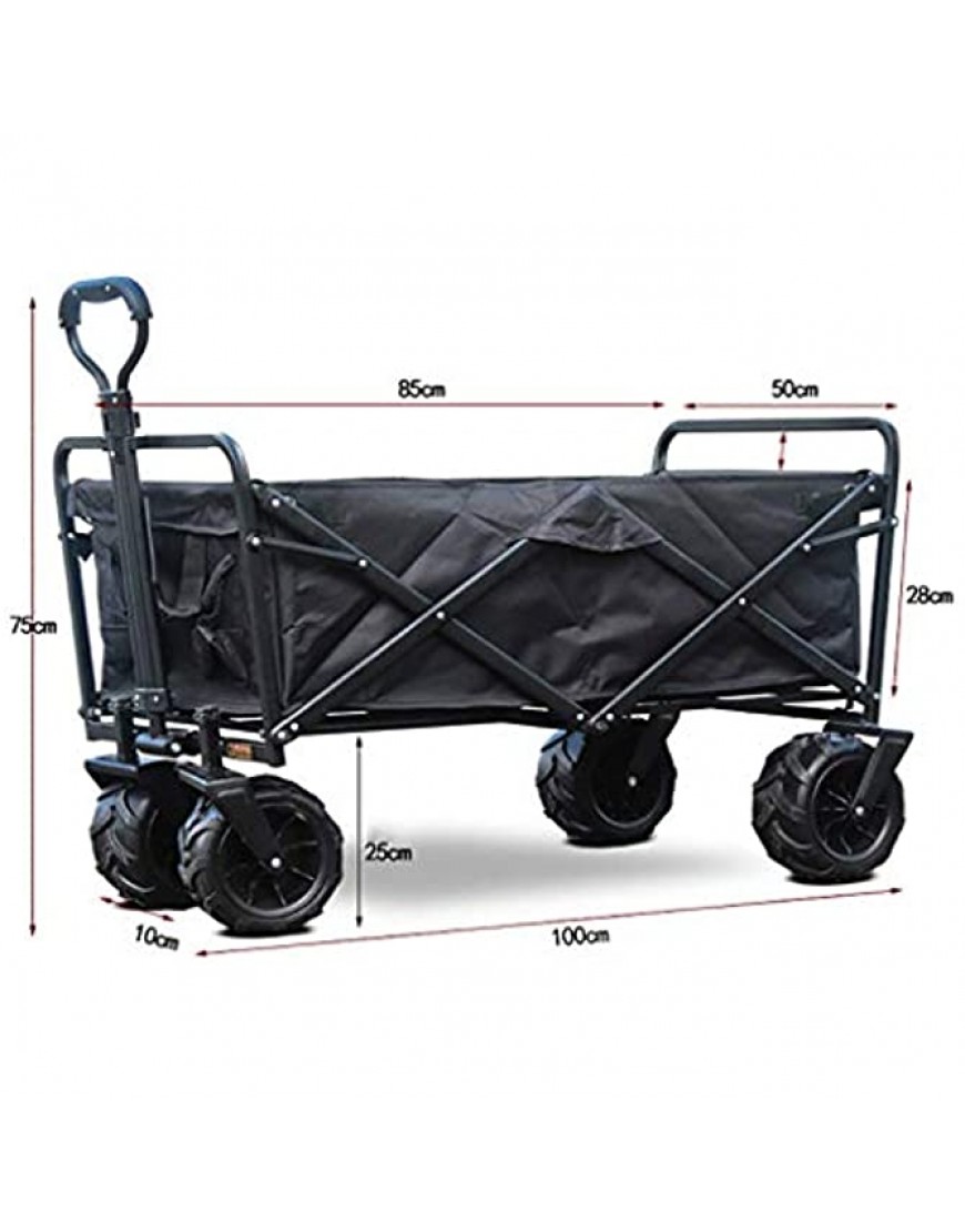 SHBH Chariot de Jardin Pliant Chariot Robuste Chariot de Courses Noir Multifonction pour Camion de Plage de Camping en Plein air avec 4 Roues Charge : 90 kg - B2E97VPJY
