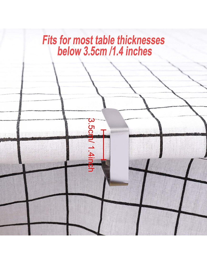 FT-SHOP Pinces à Nappe en Acier Inoxydable Nappe Clips Anti-Glissant Fixer Nappe pour Table d'Épaisseur 2.5-3.5 cm 8 Pièces - B88D3PSYA