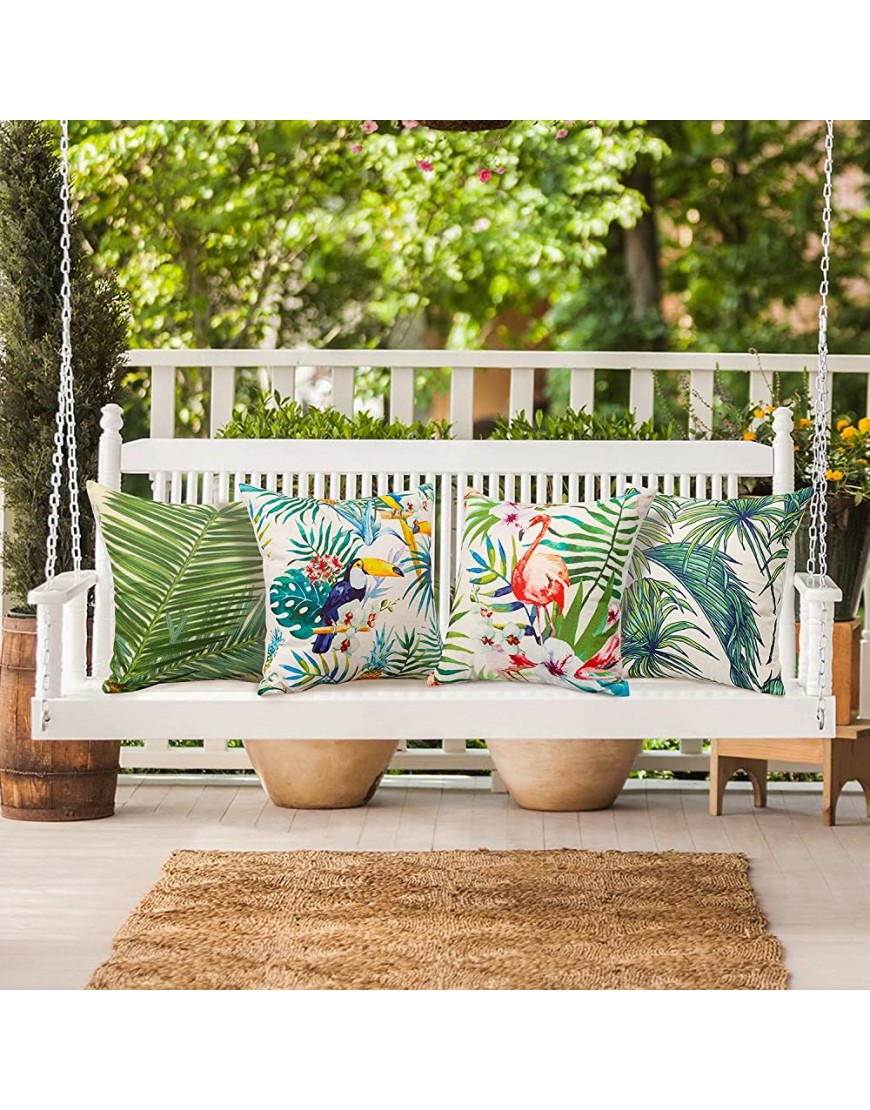 JOTOM Housses de coussin imperméables décoratives imperméables pour canapé chambre balcon terrasse patio jardin extérieur flamant rose et plantes tropicales - B3MHMRFVM