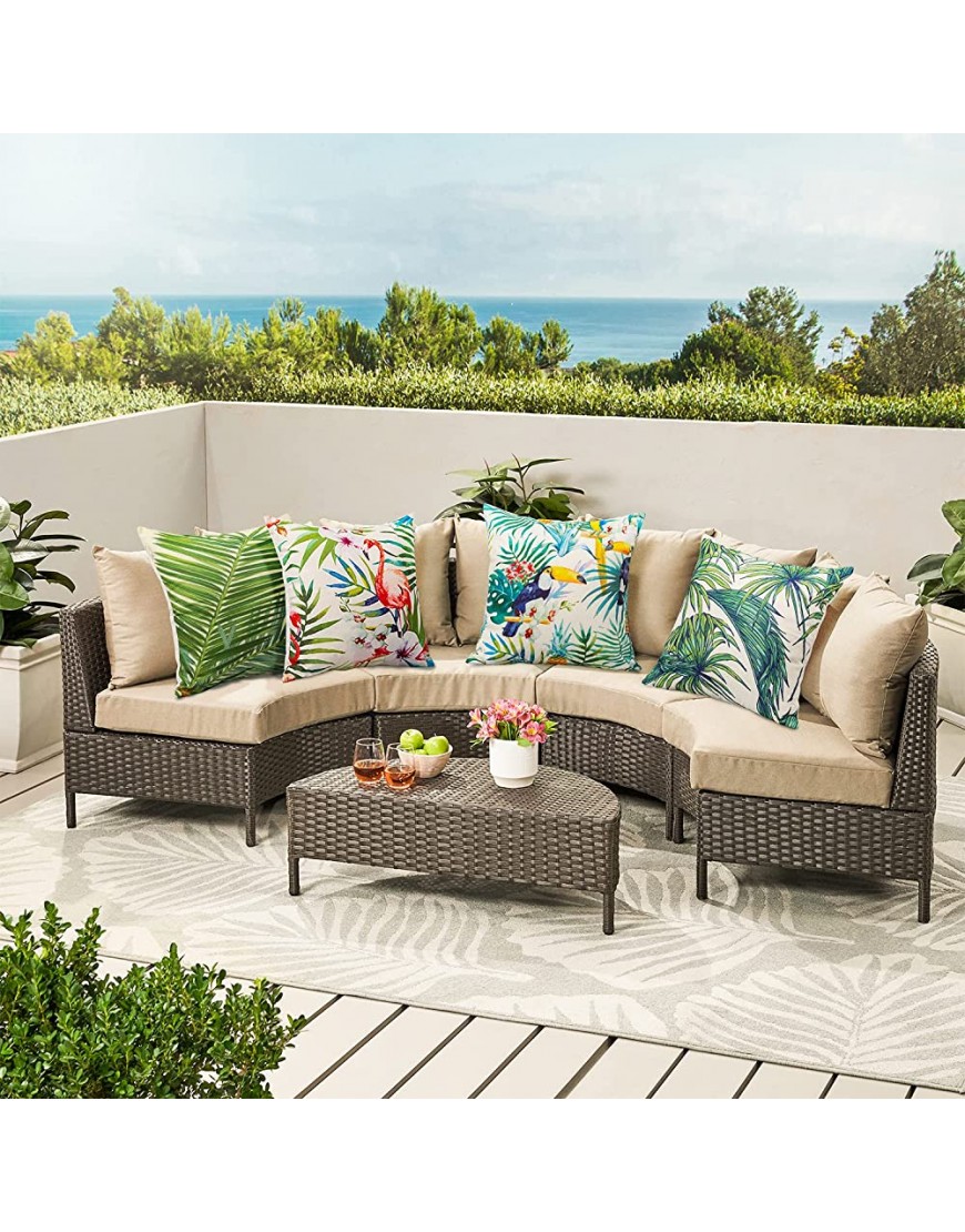 JOTOM Housses de coussin imperméables décoratives imperméables pour canapé chambre balcon terrasse patio jardin extérieur flamant rose et plantes tropicales - B3MHMRFVM