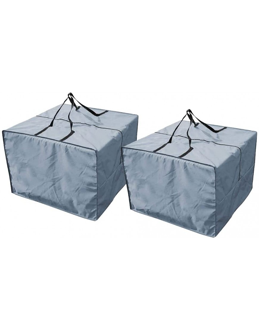 Lot de 2 sacs de rangement carrés pour coussins de jardin housses de protection pour coussins d'extérieur sac de rangement carré avec poignées fermeture éclair grand format 81 x 81 x 61 cm gris - B9KWWMRZY