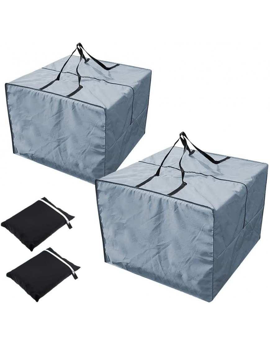 Lot de 2 sacs de rangement pour coussins de meubles d'extérieur en tissu Oxford 210D imperméable 81 x 81 x 61 cm gris - BV4J8QPTW