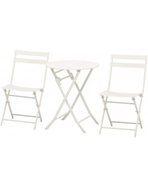Outsunny Salon de Jardin Bistro Pliable Table Ronde Ø 60 cm avec 2 chaises Pliantes métal thermolaqué Blanc - BMJJ2ZOBX