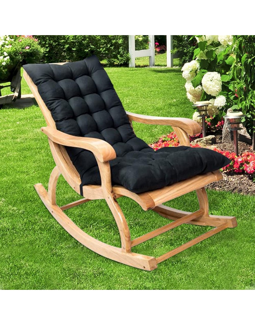 Coussins et coussins pour chaise à bascule Coussin pour chaise longue à dossier haut avec attaches Coussin épais et doux pour chaise longue de jardin et terrasse 120 x 50 cm Noir - BQW5JQKCO