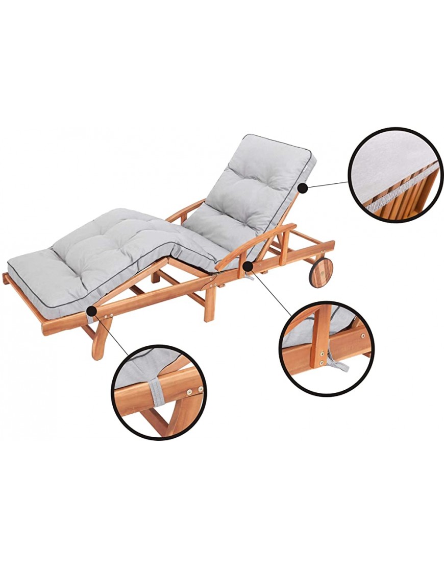 Hugo Coussin bain de soleil coussin chaise longue coussins pour chaises de jardin chaise longue jardin coussin chaise – 201x55 – Argent - BVKW9NZOD