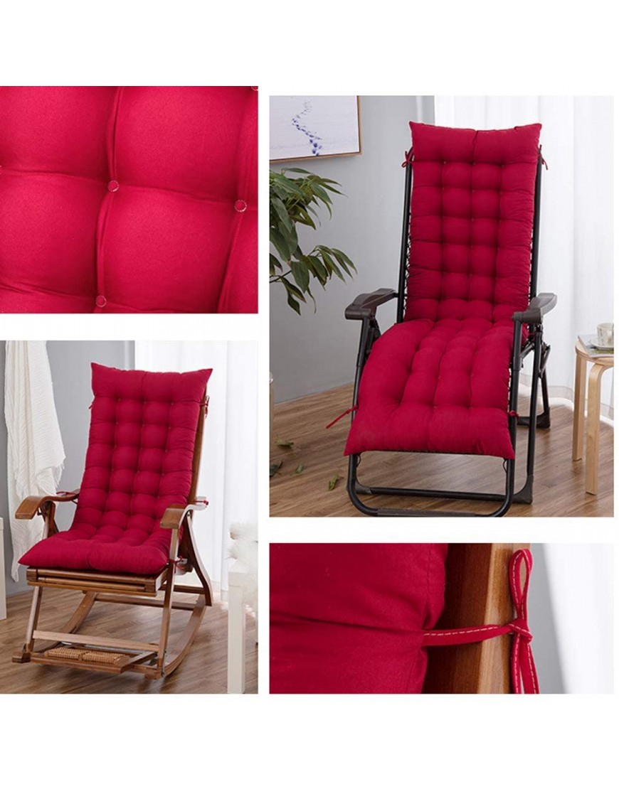 Coussin de chaise longue rembourré avec attaches 100% coton perlé Coussin de chaise berçante rembourré épais pour plage de jardin en plein air coussin de fauteuil matelassé vin rouge 170x53x8cm - BBNN4NRTR