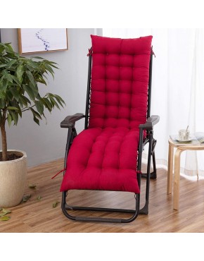Coussin de chaise longue rembourré avec attaches 100% coton perlé Coussin de chaise berçante rembourré épais pour plage de jardin en plein air coussin de fauteuil matelassé vin rouge 170x53x8cm  - BBNN4NRTR