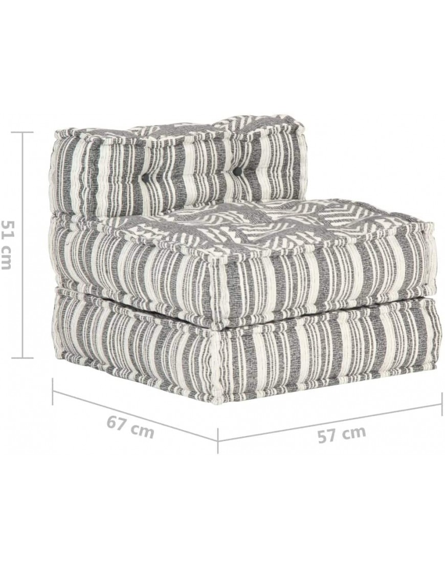 vidaXL Pouf Modulaire Chaise Longue Canapé Convertible de Salle de Séjour Chaise Simple Sofa de Salon Maison Intérieur Gris Rayé Tissu - BV9EVTSPU