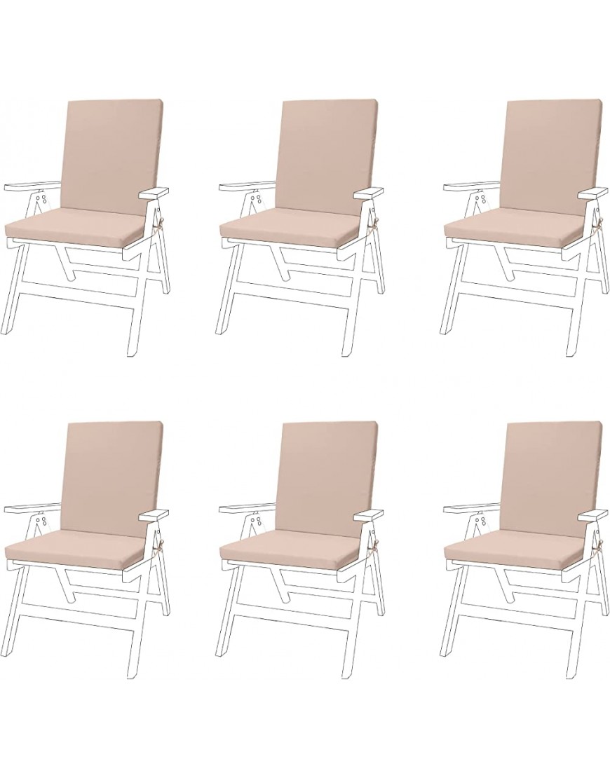 Chaise de jardin Seat Pad Coussin Lot de 6 en pierre s'adapte en toute sécurité avec cordes et tirer sur élastique de serrage sur le dos. Idéal pour l'intérieur et l'extérieur Matériau de qualité résistant à l'eau. - BNEEQSSGW