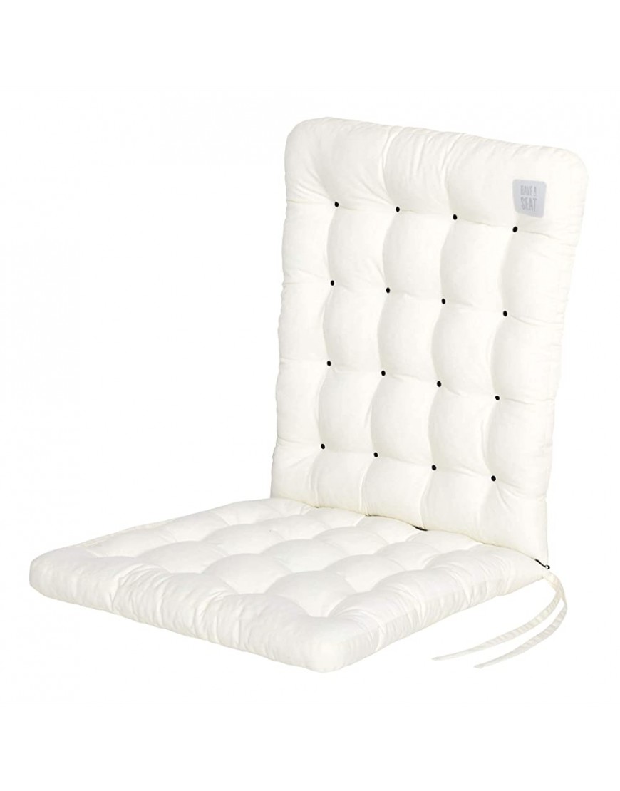 HAVE A SEAT Luxury Lot de 2 coussins pour chaise de jardin – Coussin rembourré pour fauteuil de jardin – Lavable à 95 °C – Passe au sèche-linge – 100 x 48 cm blanc - BME4WJRIT