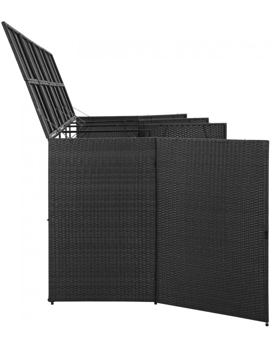 Couvre-poubelle en polyrotin couvre-poubelle Quadruplo brossé noir 305 x 78 x 120 cm - BMMQBYHSI