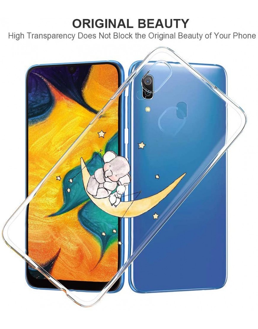Oihxse Compatible pour Silicone Samsung Galaxy S8 Plus Coque Crystal Transparente TPU Ultra Fine Souple Housse avec Motif [Elephant Lapin] Anti-Rayures Protection Etui A7 - BB6M7XOBI