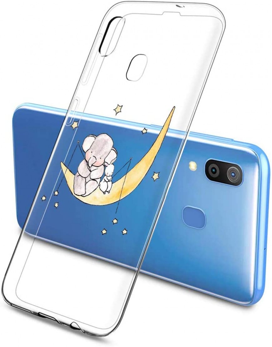 Oihxse Compatible pour Silicone Samsung Galaxy S8 Plus Coque Crystal Transparente TPU Ultra Fine Souple Housse avec Motif [Elephant Lapin] Anti-Rayures Protection Etui A7 - BB6M7XOBI