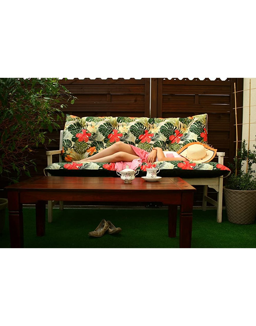 4L Textil Coussin pour banc de jardin Coussin d'assise et de dossier Facile d'entretien Vert tropical 150 x 50 x 50 cm - B8BBNDGRM