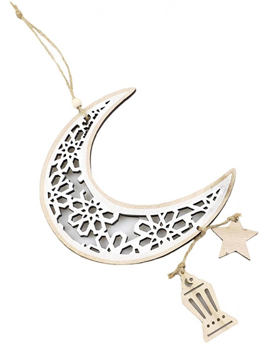 A A Décorations de l'Islam Eid Ramadan Mubarak Ornement délicat en Bois d'étoile de Lune Pendentif Suspendu de Lune pour l'ornement de Plaque de l'islam Musulman - B4V4QZAXL