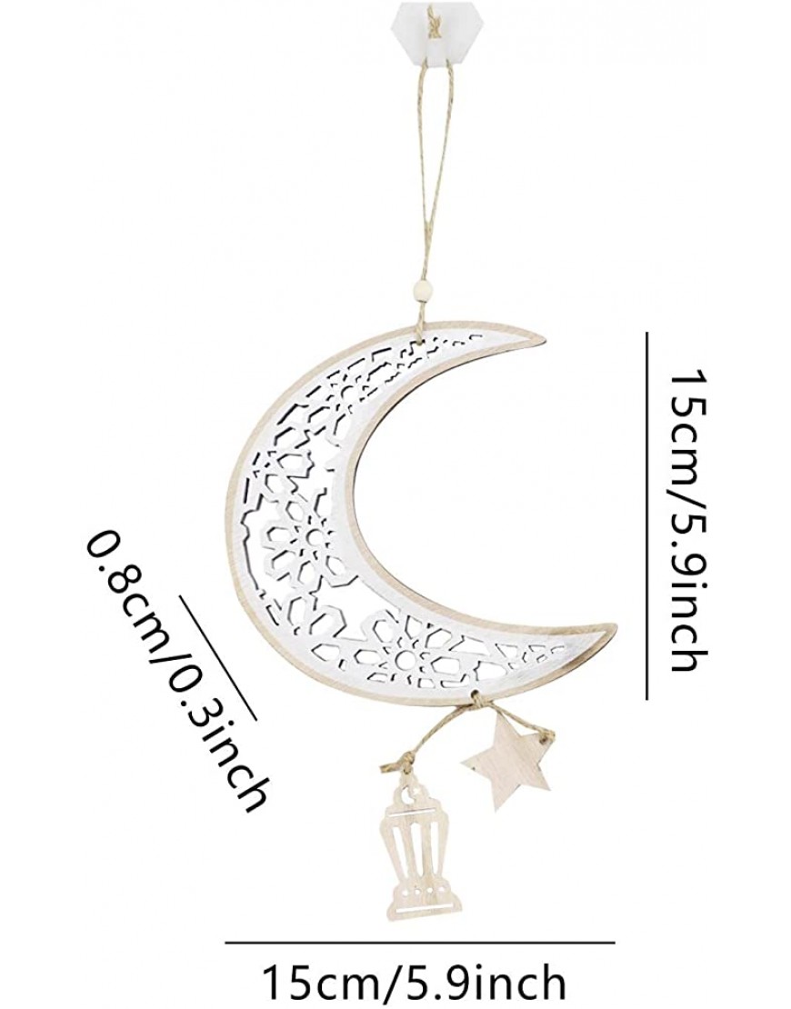 A A Décorations de l'Islam Eid Ramadan Mubarak Ornement délicat en Bois d'étoile de Lune Pendentif Suspendu de Lune pour l'ornement de Plaque de l'islam Musulman - B4V4QZAXL