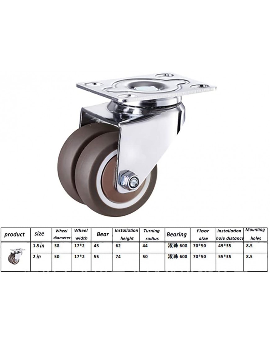 YZJJ Roulette de Meuble Universelle roulettes pivotantes en Caoutchouc avec Plaque supérieure rotatives à 360 ° roulettes de Table et de Chaise silencieuses et durables Lot de 4 - B9WV4WWJL