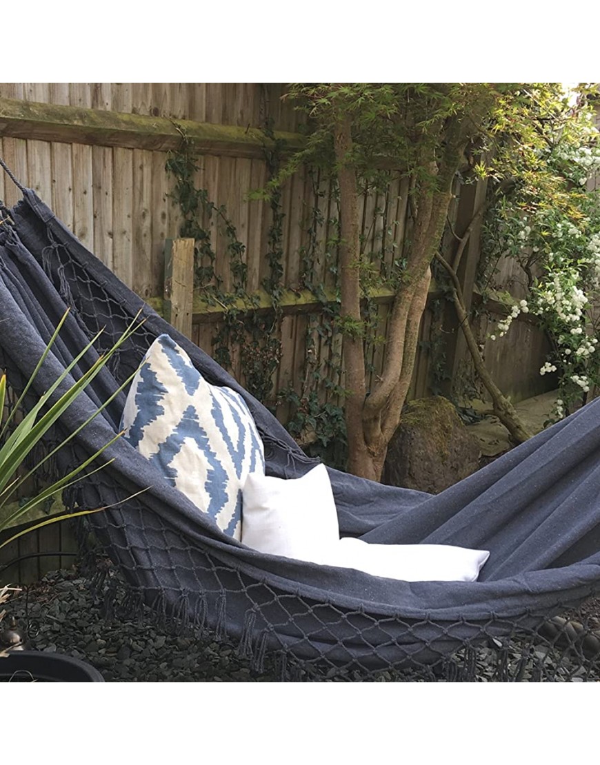 Gris toile hamac brésilien double extra-large glands extérieur jardin intérieur Camping portable - BE667WYCA