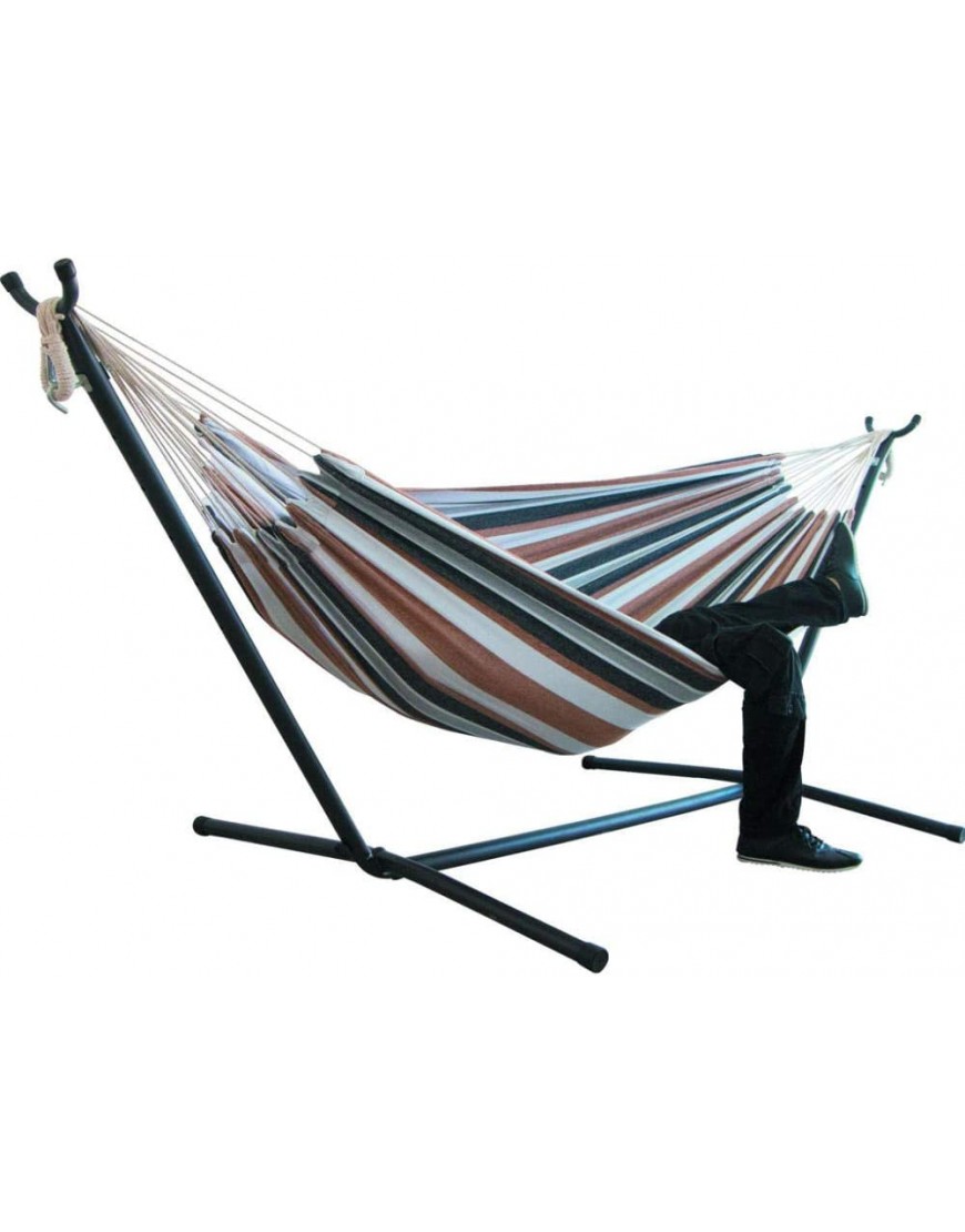 Hamac pour Deux Personnes Camping épaissir Chaise pivotante lit Suspendu extérieur Chaise à Bascule en Toile Non avec Support de hamac 200 * 150 cm-Noir - BA23HXIAZ