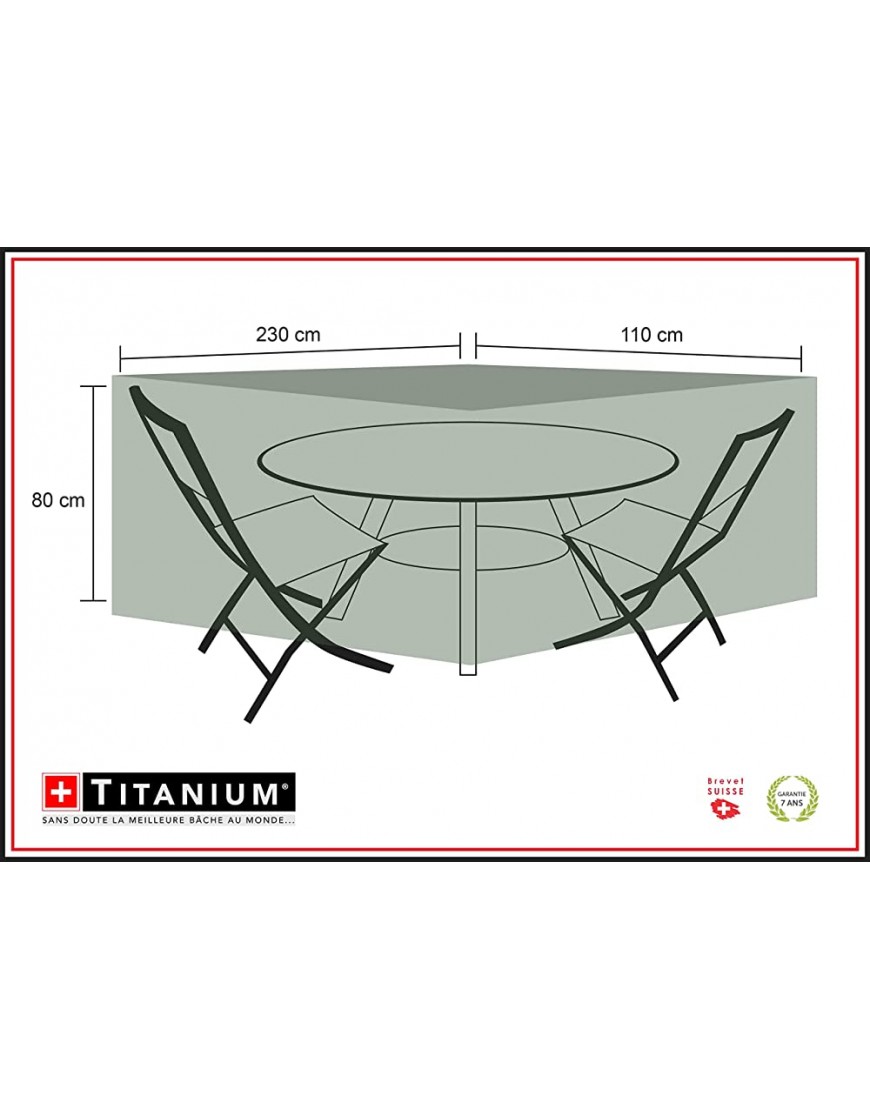Chalet-Jardin Housse DE Protection INDECHIRABLE Titanium® Table Ovale + CHAISES 90G M² Noir 230x110x80cm - B6BA1VAJJ