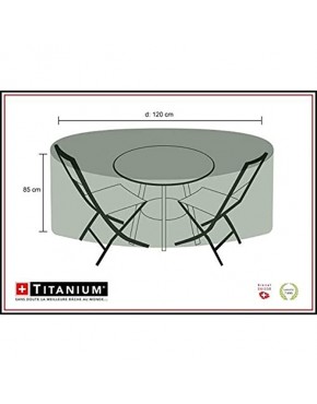 Chalet-Jardin Housse DE Protection INDECHIRABLE Titanium® Table Ronde + CHAISES 90g m² Noir 120x120x85cm - BK1EQAOXU