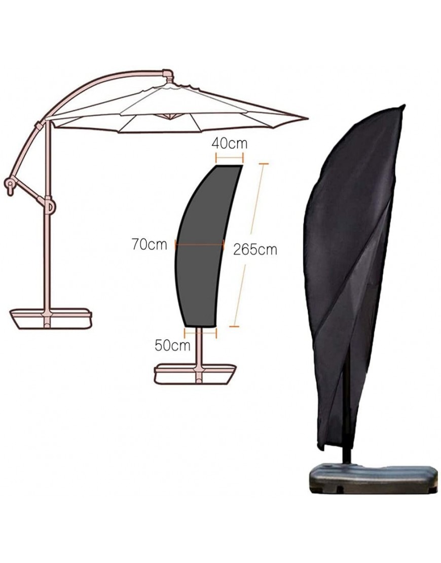 Amasawa 50 * 70 * 40CM Housse de Protection pour Parasol Oxford 420D pour Parasol Déporté Imperméable Résistant à UV Coupe Vent et Neige Noir - BMQWVXVJG