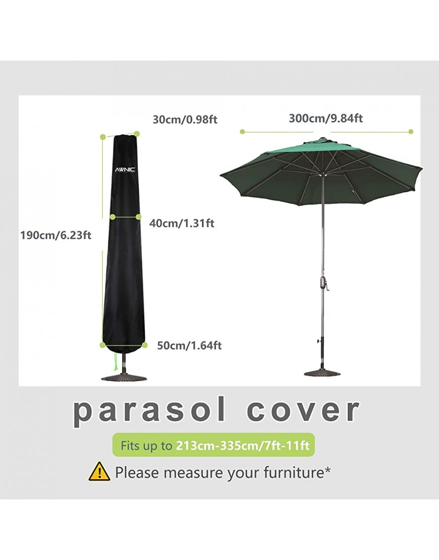 AWNIC Housse de Parasol Housse de Parasol pour Parasol de 3m de diamètre Ø imperméable et résistant à la déchirure 420D Oxford Cloth UV50+. - B2A45MQHC