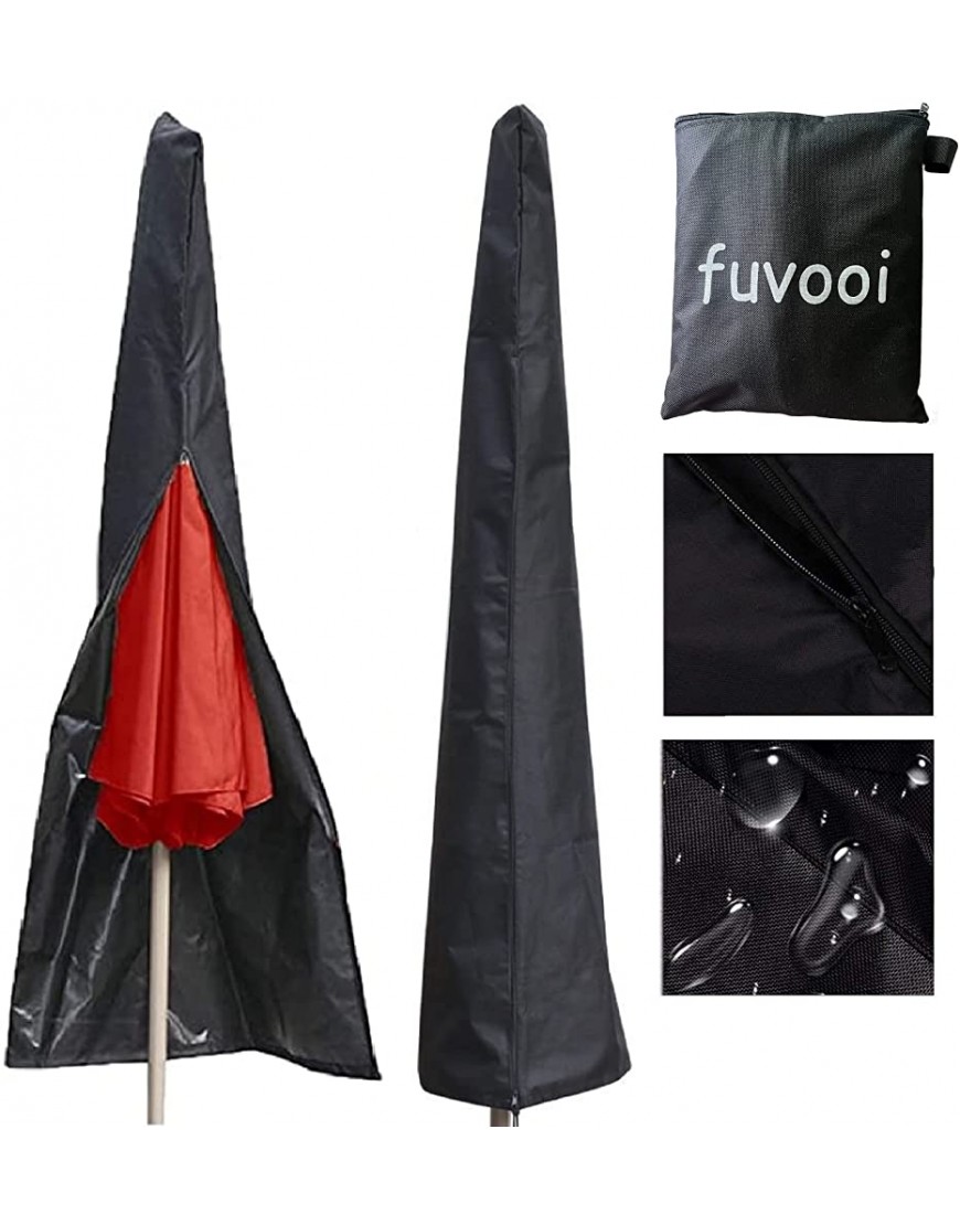 Housse de parasol étanche et résistante aux UV 600D avec fermeture éclair pour parasol de 1,8 m à 3,4 m Pour terrasse jardin extérieur 190 x 54 x 28 cm - B38BMVRBI