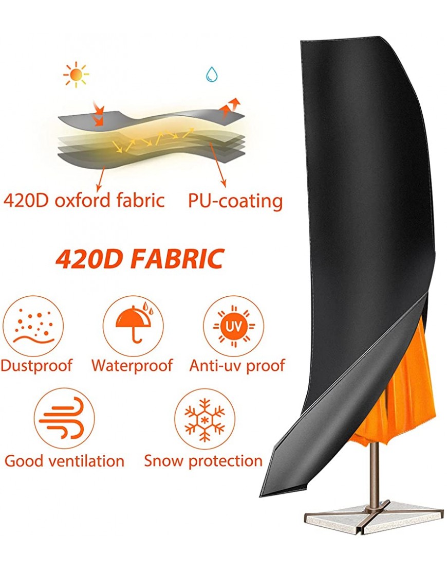 Housse de protection pour parasol déporté avec tige 420D Oxford 2 à 4 m Grande résistance aux intempéries Résistant aux UV et à la neige 265 x 40 x 70 cm - B1QD9JXBD