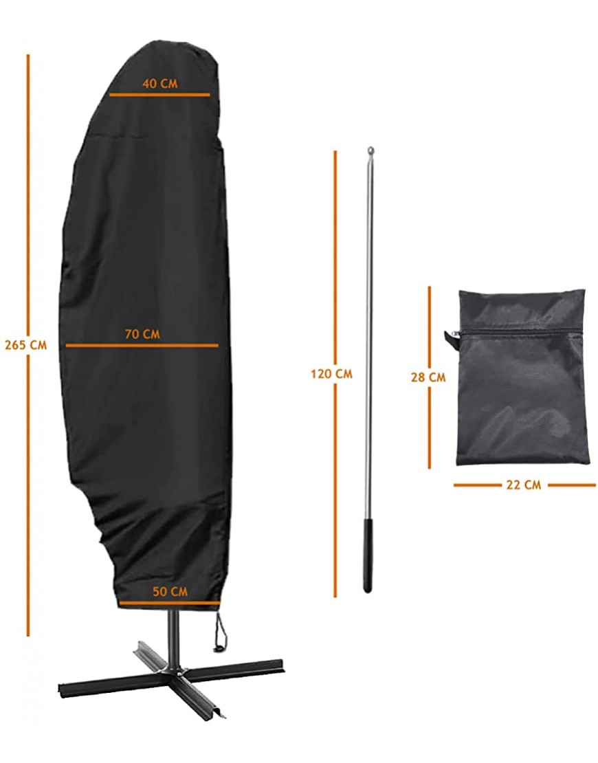 Linxor Housse de Protection imperméable et Anti-UV pour Parasol déporté- Noir 3 Tailles - B3EN5INIW