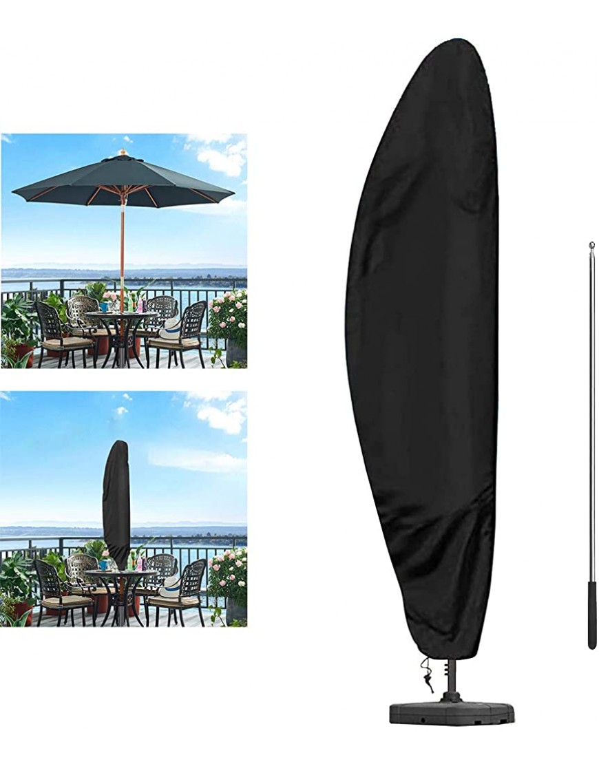 YOWAO Housse de parasol Imperméable Extra large Avec tige de traction et fermeture éclair Résistant au vent et au soleil Pour parasols extérieurs - B3B3VEAVV