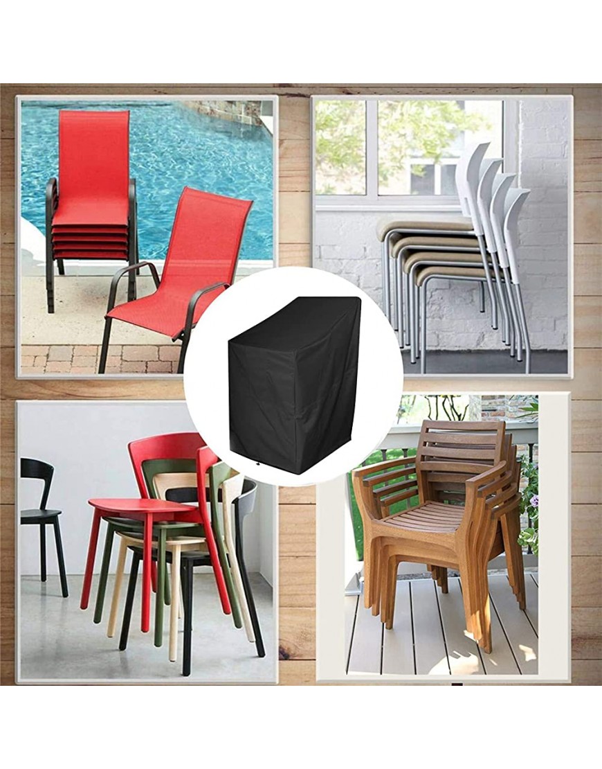 Chytaii Housse de protection pour chaises de jardin empilables imperméable résistante aux UV tissu Oxford pour chaise de jardin empilable noir - B1K72OFNW