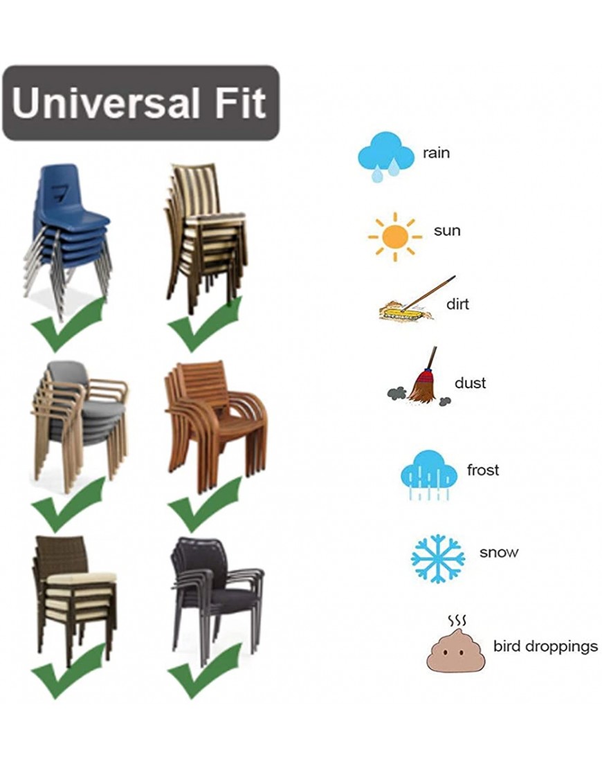 Housse de chaise de jardin empilable 210D imperméable anti-UV pour chaise de jardin inclinable 65 x 65 x 120 80 cm - B3J47REIC