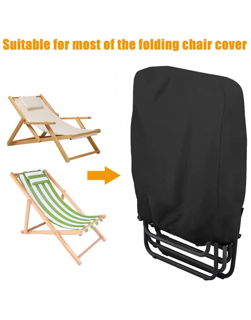 Lot de 2 housses de protection pour chaises de jardin pliantes Imperméable Coupe-vent Anti-UV En tissu Oxford 210D Avec sac de rangement Pour chaise longue de jardin - B2NBKFPQN