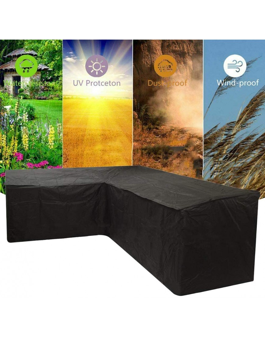 New Soul Housse de Protection en Forme de L pour canapé de Jardin imperméable à l'eau et à la poussière en Polyester avec Sac de Rangement Noir - BK98NRXRX
