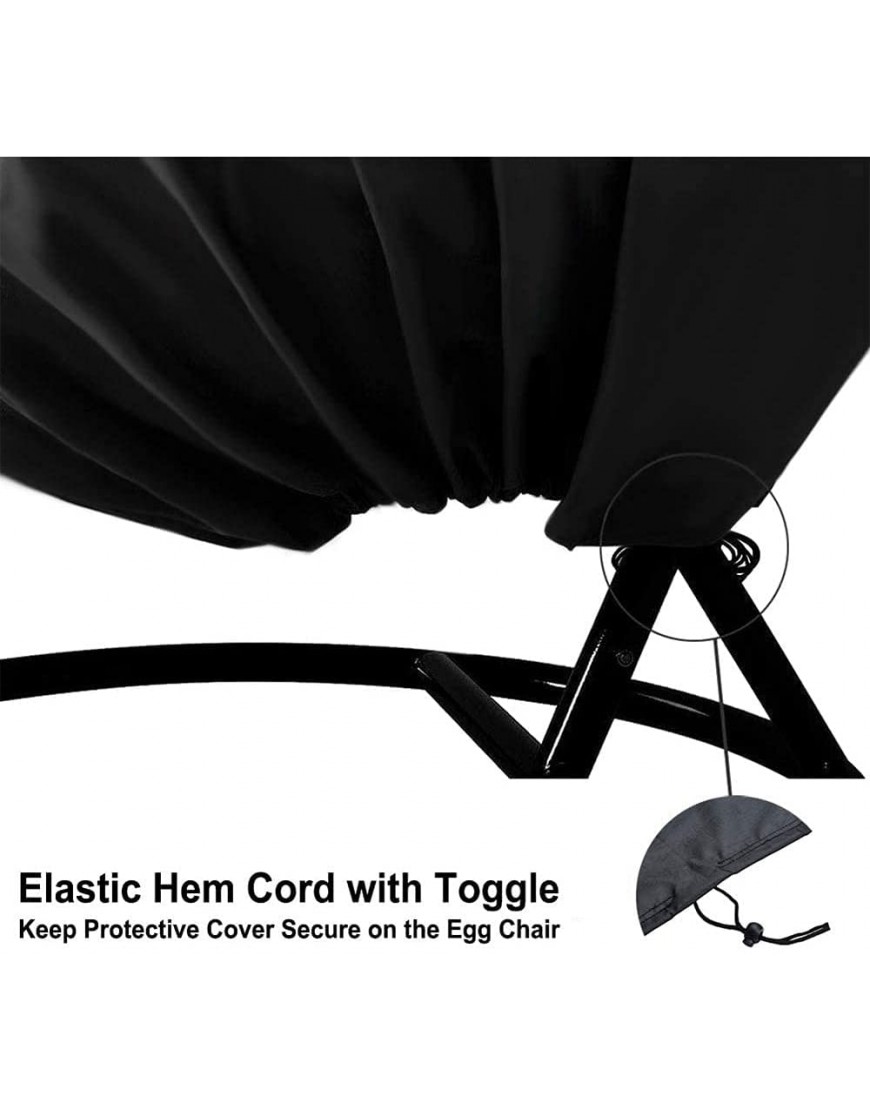 Longziming Housse de protection pour fauteuil suspendu 230 x 220 cm Oxford 420D imperméable coupe-vent résistant aux UV avec revêtement en PVC cordon de serrage noir - B9EJ6PPDD