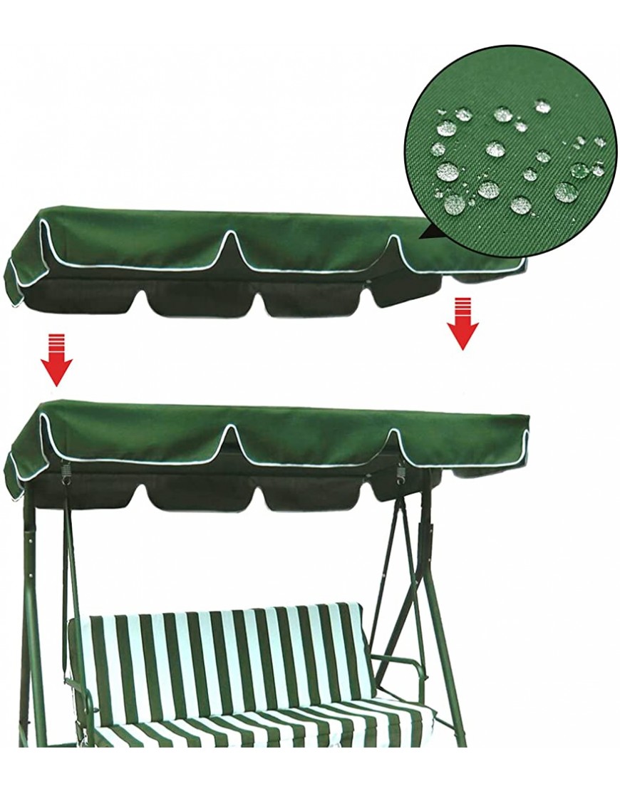 Auvent de remplacement Swing Swing Swing Swing Chair Swing Chair Canopy Housse de couverture 2 et 3 places Hamac Hamac Haut pour la terrasse extérieure Jardin Boîtier de piscine,Vert,164x114x15cm - B8D6AKLUQ
