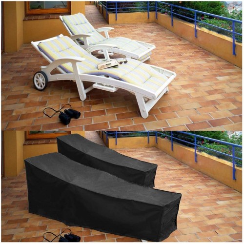 Housse de Bain de Soleil Couverture étanche pour Chaise Longue Anti-UV Anti-Vent imperméables Housse de Protection pour Chaise Longue de Jardin Noir2pc Color : 210D Size : 208x76x79 41CM - BVJ9VQNGR