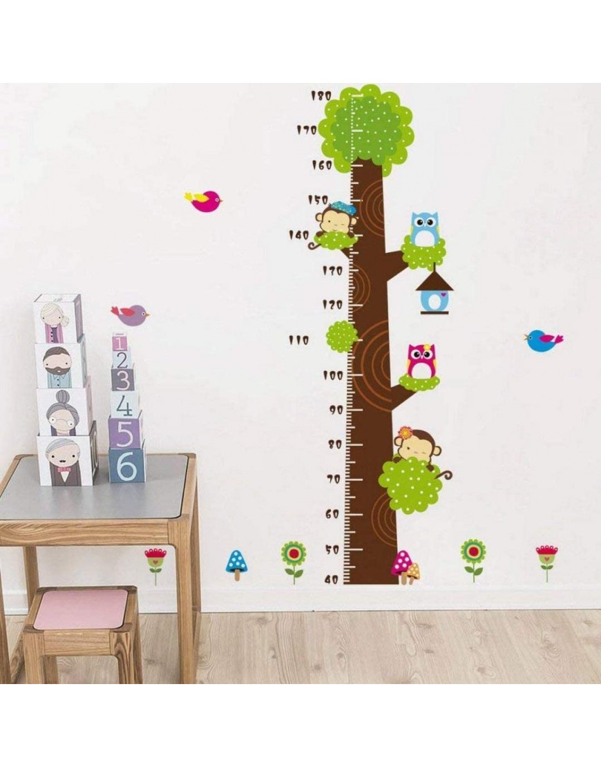 Charte de hauteur Chouette animale singe arbres Tableau de hauteur Mur de mesure de la souverain de mesure de la règle du bébé pour chambre à coucher pour la décoration murale de la - B8HHBZEBS