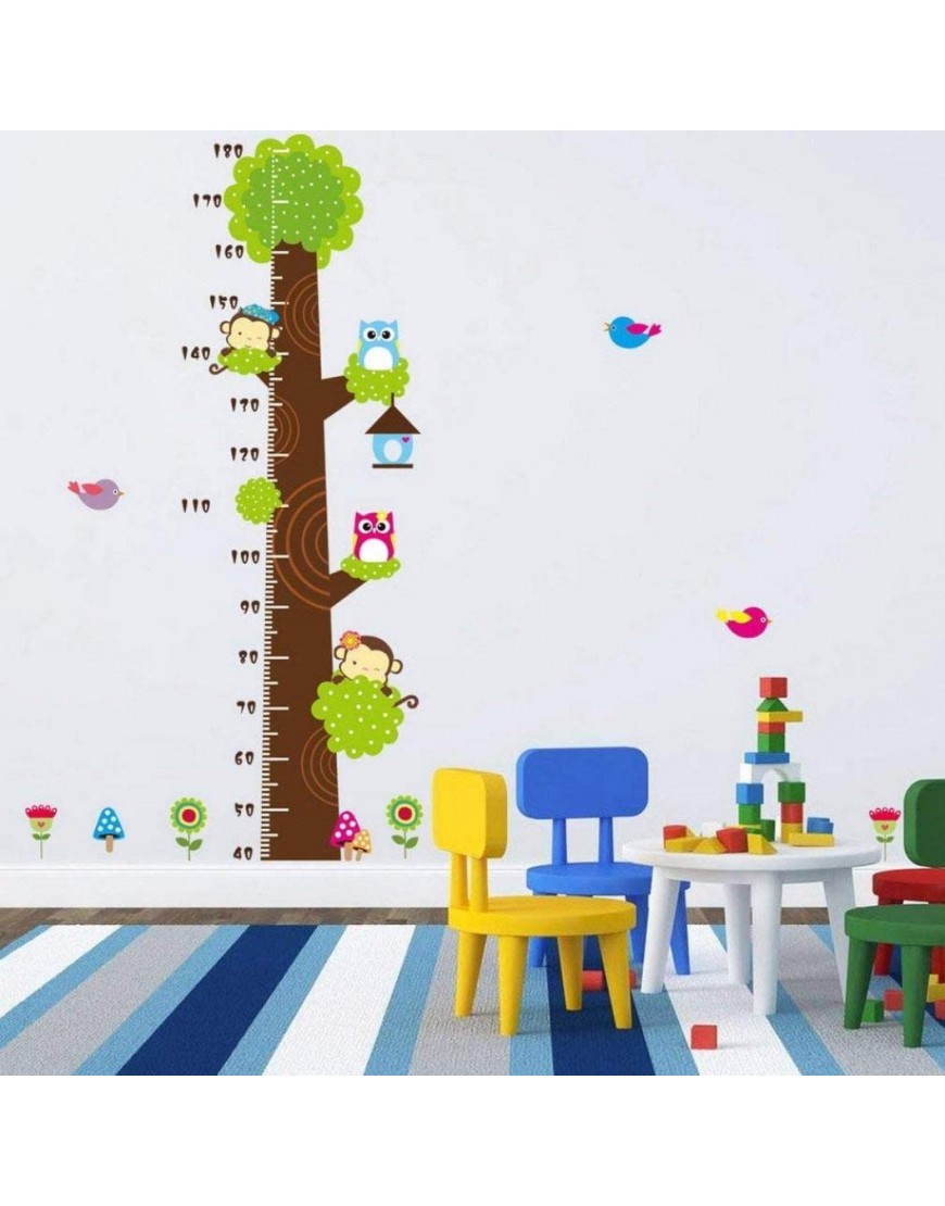 Charte de hauteur Chouette animale singe arbres Tableau de hauteur Mur de mesure de la souverain de mesure de la règle du bébé pour chambre à coucher pour la décoration murale de la - B8HHBZEBS