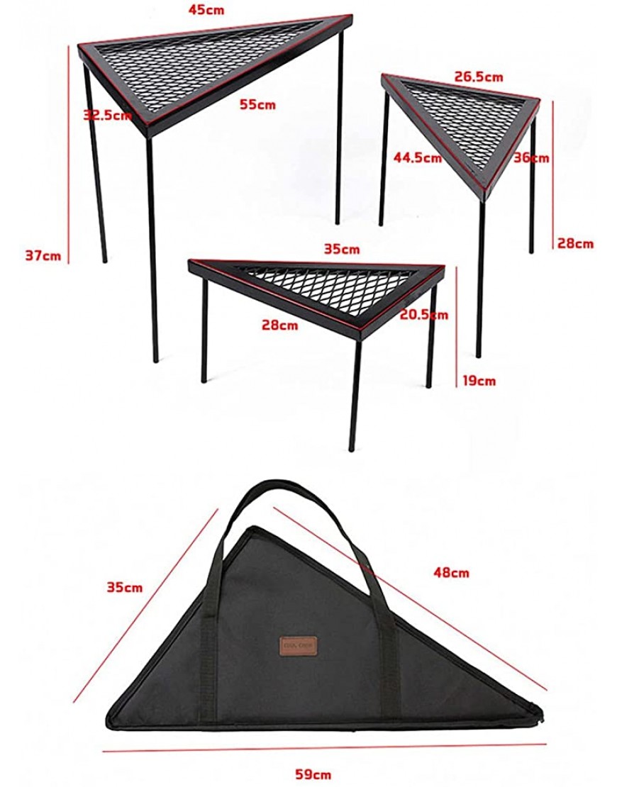 HIUHIU Table d'extérieur en Fer forgé-trépied Pliant Portable-avec Sac de Rangement-étagère à feu de Camp-Camping - BH27WOOTI