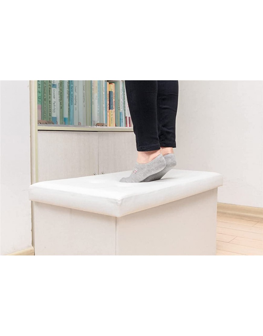 mozhixue Repose-pieds pliable en similicuir avec rangement en cuir synthétique Blanc 76 x 38 x 38 cm - BKW9WUFSY