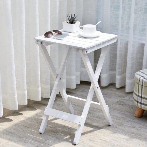 QFF Style de simplicité nordique Matériau de pin à une couche Style de plancher Porte-fleurs tables pliantes table basse Table basse extérieure  Couleur : Blanc  - BWEWDILKP
