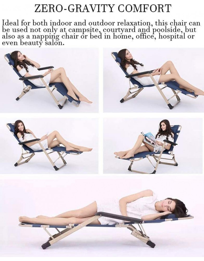 Hfyg Chaise Longue Chaises Inclinables de Patio,Le Patio Surdimensionné Préside Campantes Plein Air de Chaise de Gravité Coussins L'appui 200kg des chaises Longues Color : Blue - B3E9KHLCF