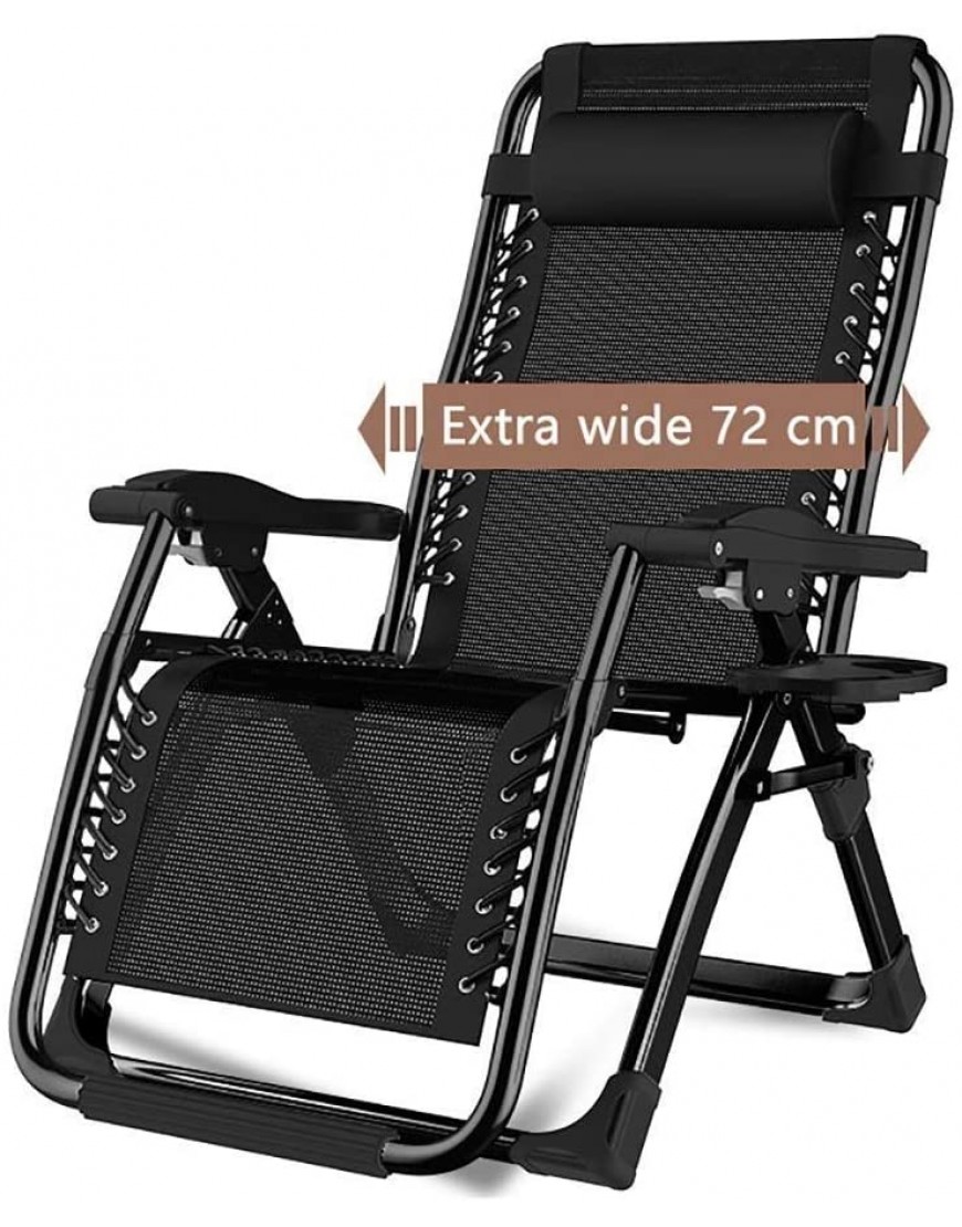 Hfyg Chaise Longue Fauteuil de Jardin Noir inclinable Chaise de Jardin Pliant en Plein air Chaise de Jardin Pliant en Plein air jusqu'à 200kg des chaises Longues - B6432MKNZ