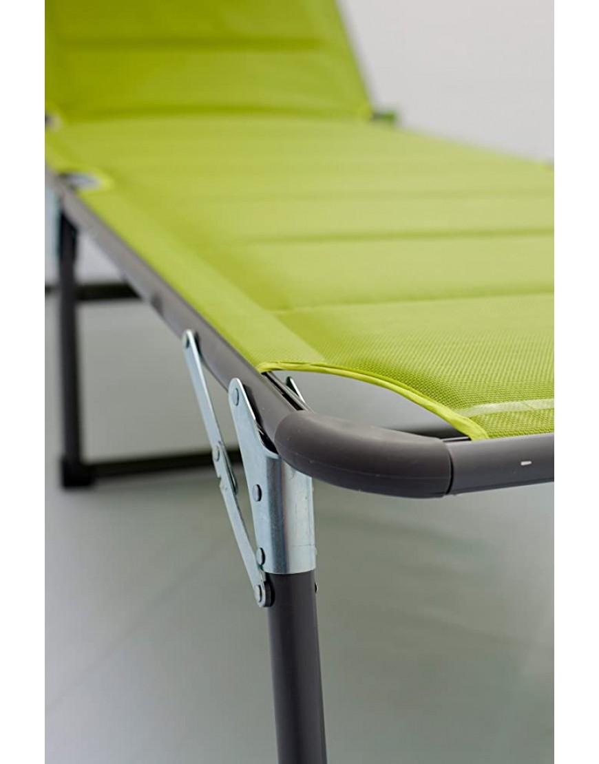 HOMECALL Chaise longue en aluminium avec rembourrage en textilène 2x1 mousse à séchage rapide poche et pare-soleil XXL 200 x 70 cm Vert - B6242ABBL