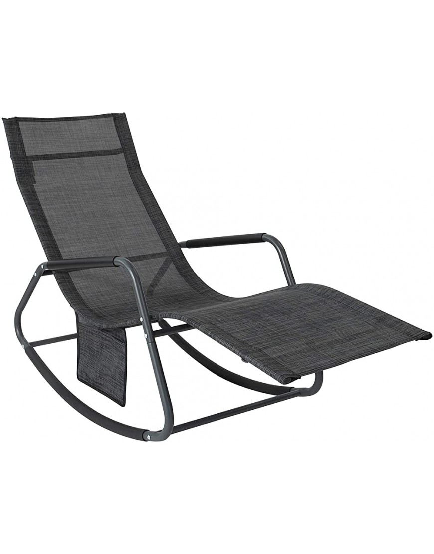 SoBuy OGS47-MS Fauteuil à Bascule Transat de Relaxation Chaise Longue Bain de Soleil Rocking Chair – avec Pochette latérale et Repose-Pieds – Charge Max 150kg - BJADWLPMD