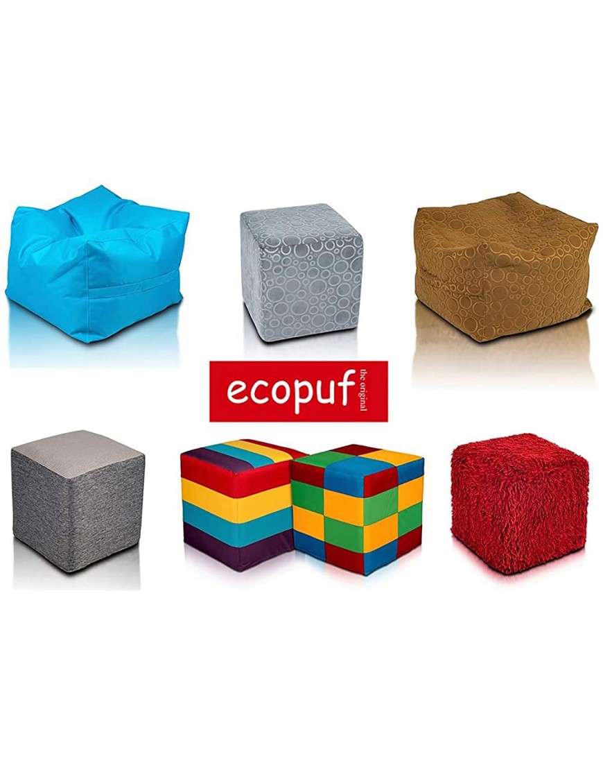 Ecopuf Pouf repose-pieds Block en polyester déhoussable tabouret carré rembourré pour extérieur - B4QAKACRP