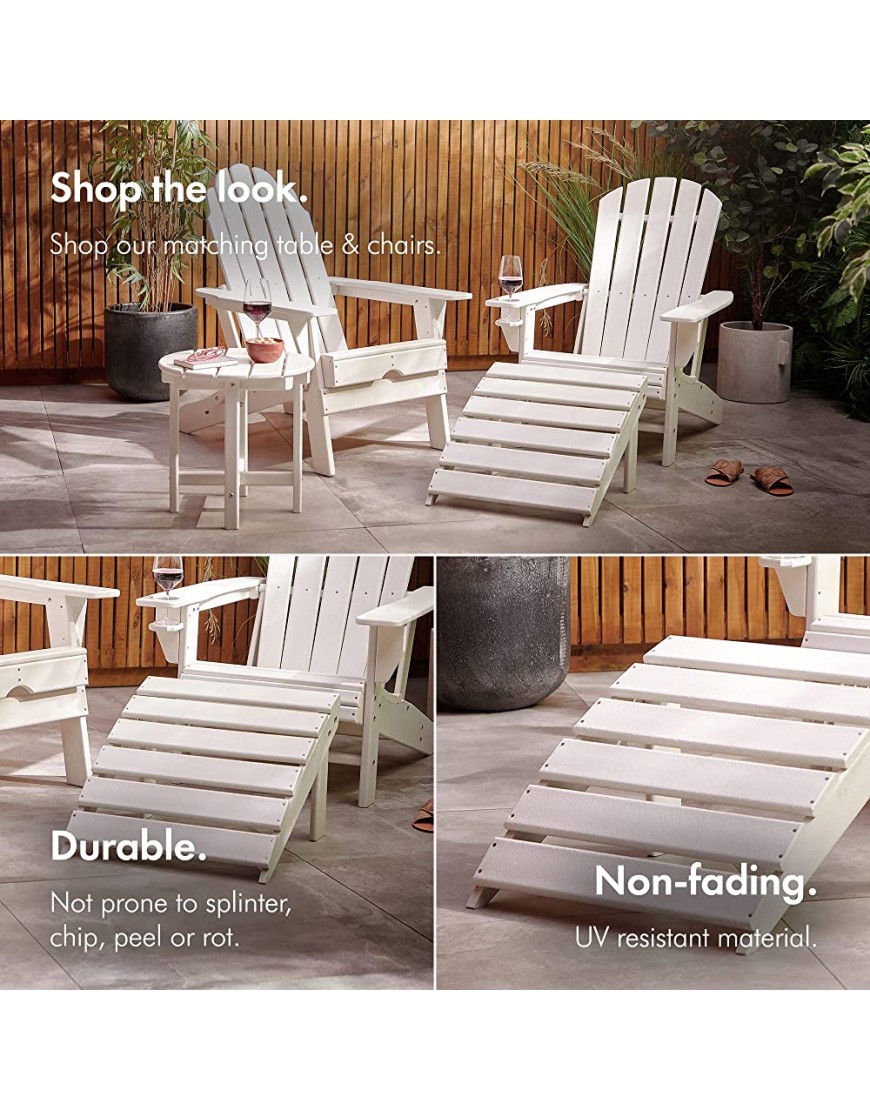 VonHaus Adirondack Repose-pieds pour chaise de jardin pour terrasse terrasse plage et camping Léger portable et compact En bois Facile à ranger - B5615PVGH