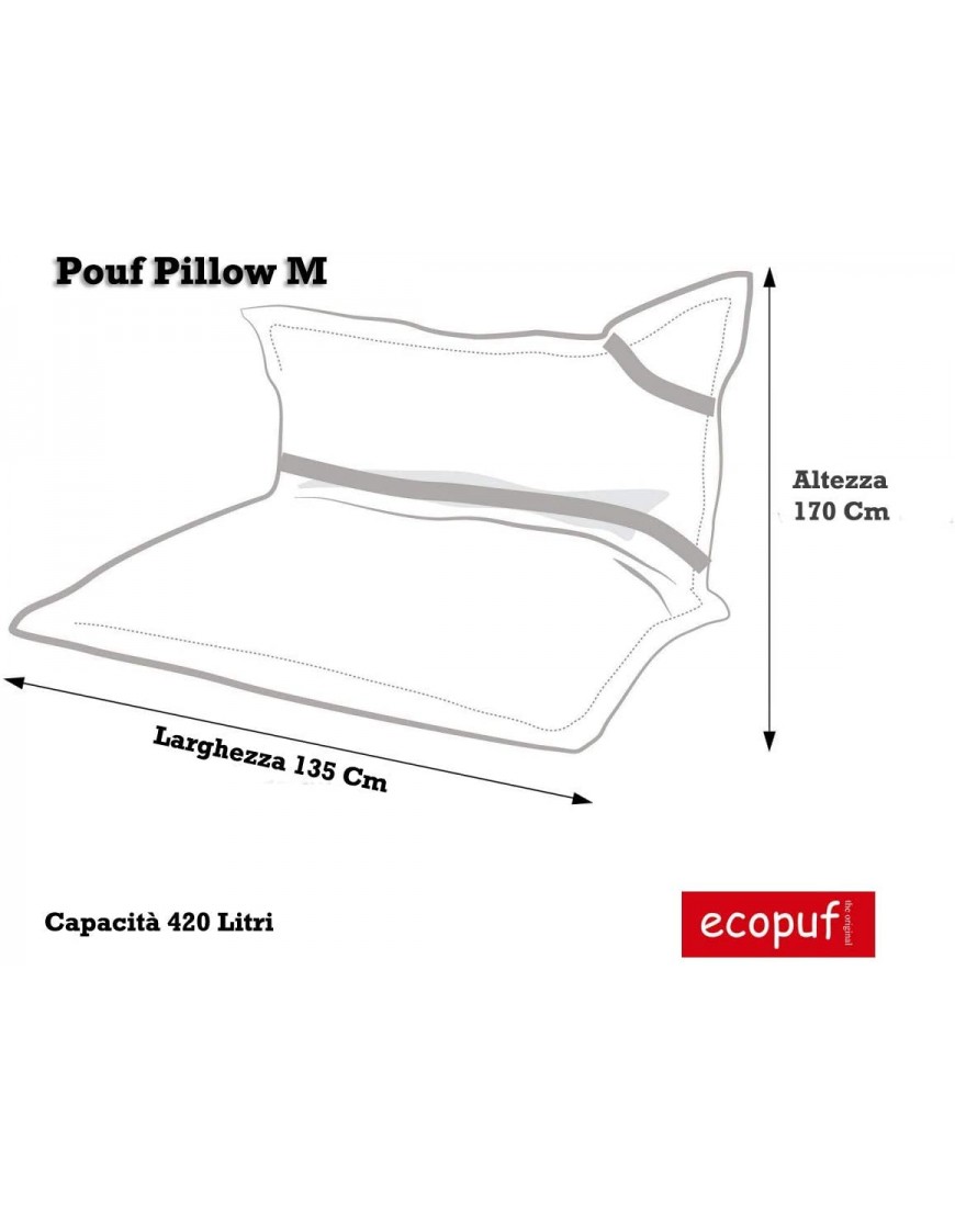 Ecopuf Pouf en tissu polyester indéchirable imperméable pour intérieur et extérieur 170 x 135 cm rempli de billes de polystyrène - BMNK9IFUT